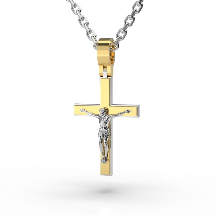 Крестик з комбінованого золота 122322421