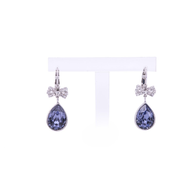 Жіночі сережки овальної форми із кристалами синього кольору Jablonec