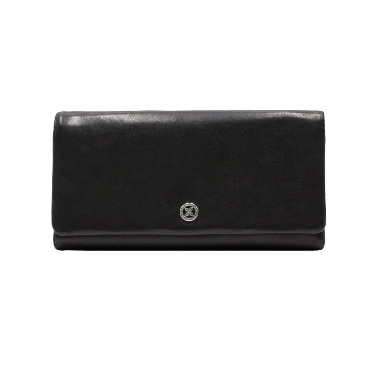 Жіночий гаманець із натуральної гладкої шкіри чорного кольору Tergan