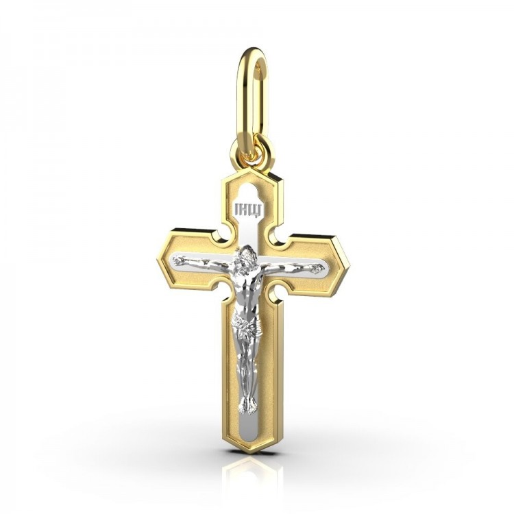 Крестик "Дитячий" з комбінованого золота 11192400