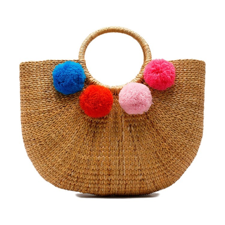 Женская соломенная сумка Bao Bao бежевого цвета
