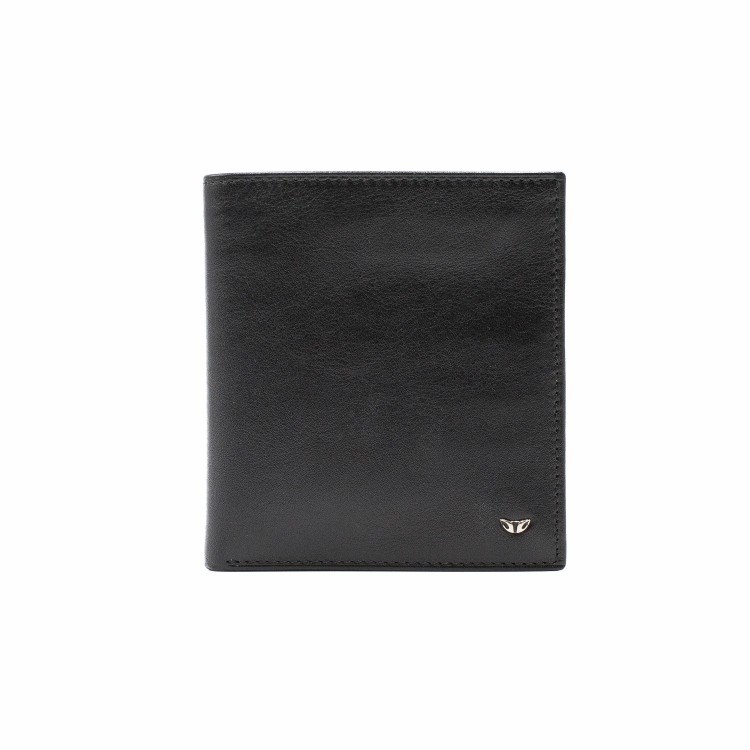 Чоловічий гаманець із натуральної гладкої шкіри чорного кольору Tergan