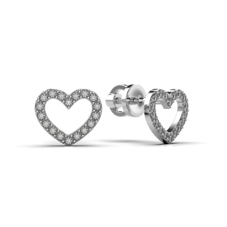 Сережки «Серце» з білого золота, з діамантами 327461121