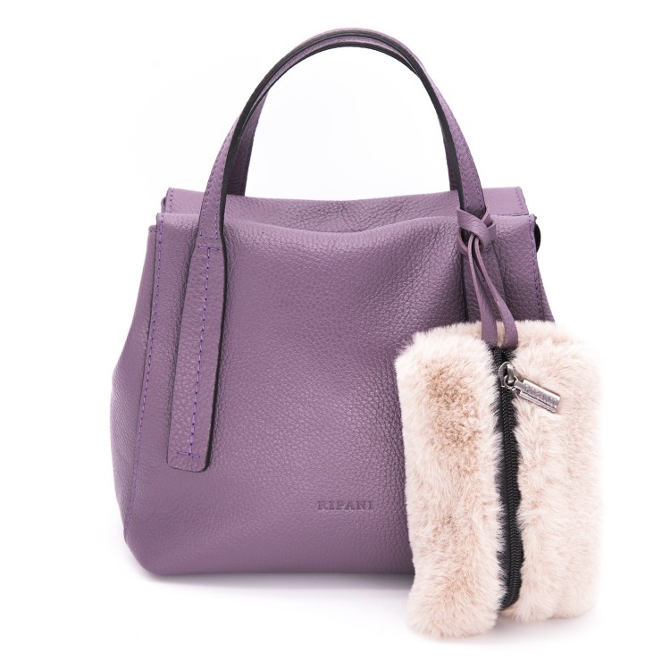 Женская Итальянская сумка Ripani с тиснением из натуральной кожи фиолетового цвета