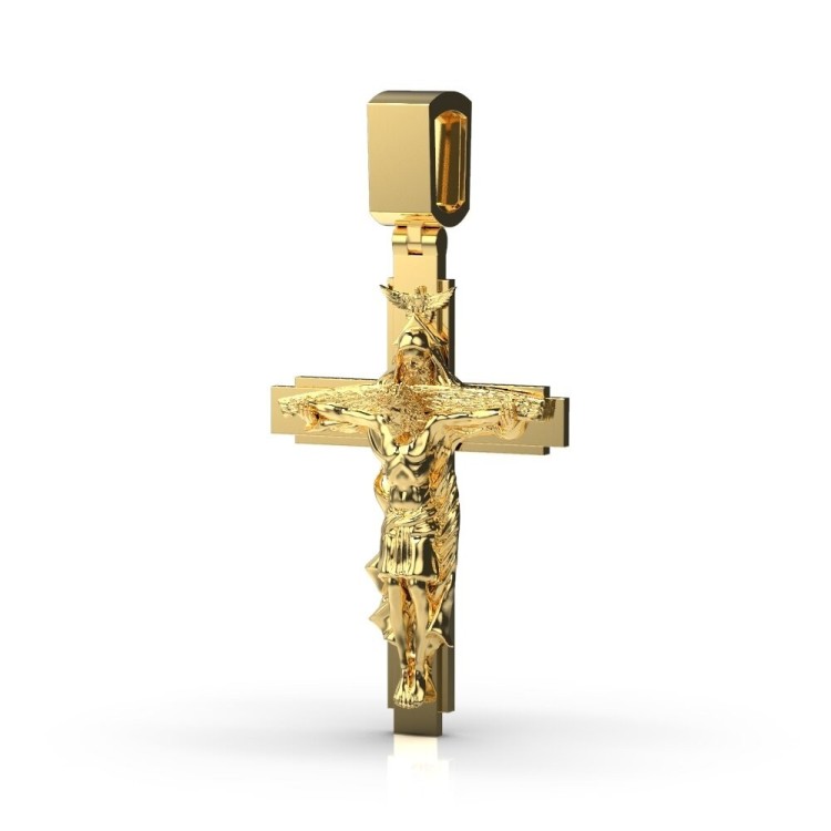 Хрестик «Трьох Святих» з червоного золота 11062400