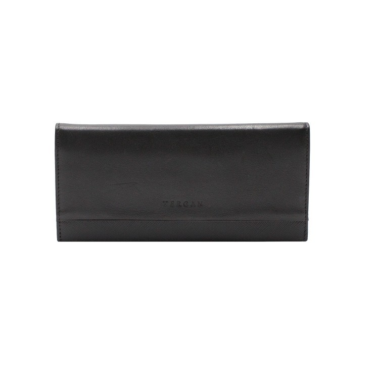 Жіночий гаманець із натуральної гладкої шкіри чорного кольору Tergan