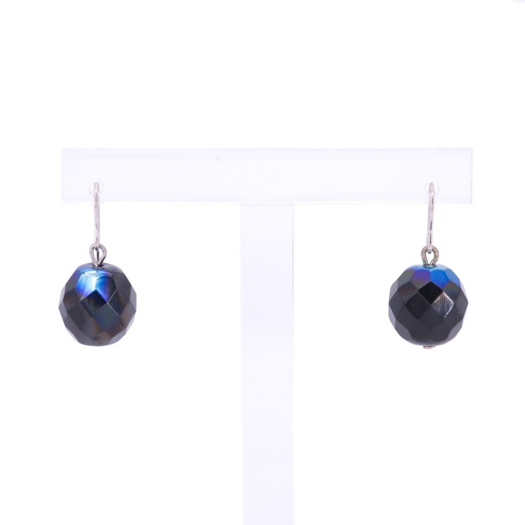 Жіночі сережки круглої форми із кристалами синього кольору Jablonec