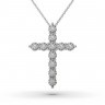 Кольє «Хрестик» з білого золота, з діамантами 118281121