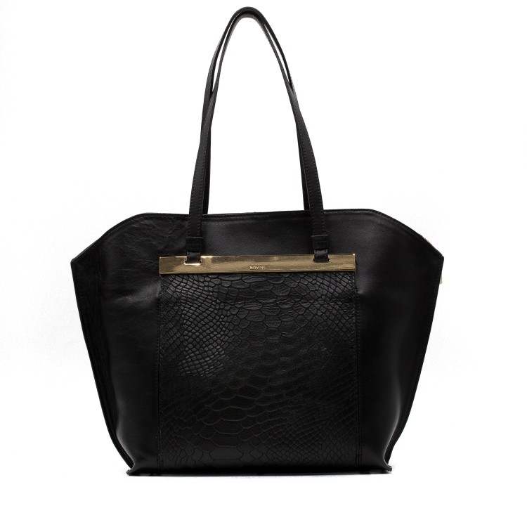 Жіноча Італійська сумка Ripani з натуральної гладкої шкіри чорного кольору