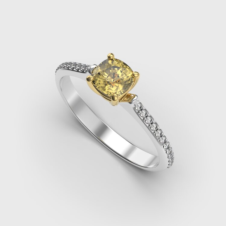 Каблучка у комбінованому золоті, з діамантами 248001121