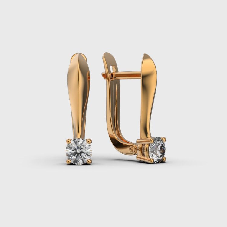 Сережки у червоному золоті, з діамантами 348871321
