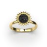 Каблучка «Соняшник» з жовтого золота, з чорними діамантами 226153122