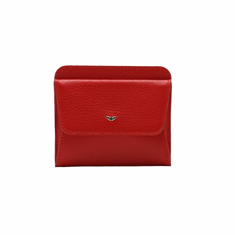 Жіночий гаманець-монетниця з натуральної гладкої шкіри червоного кольору Tergan