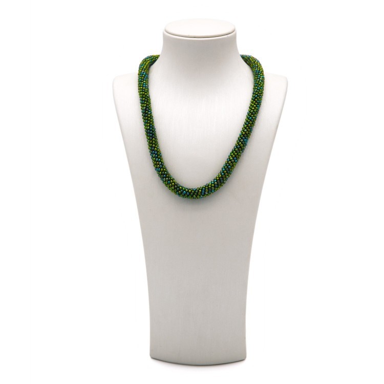 Жіночі намисто зі сталі та бісеру темно-зеленого кольору Jablonec