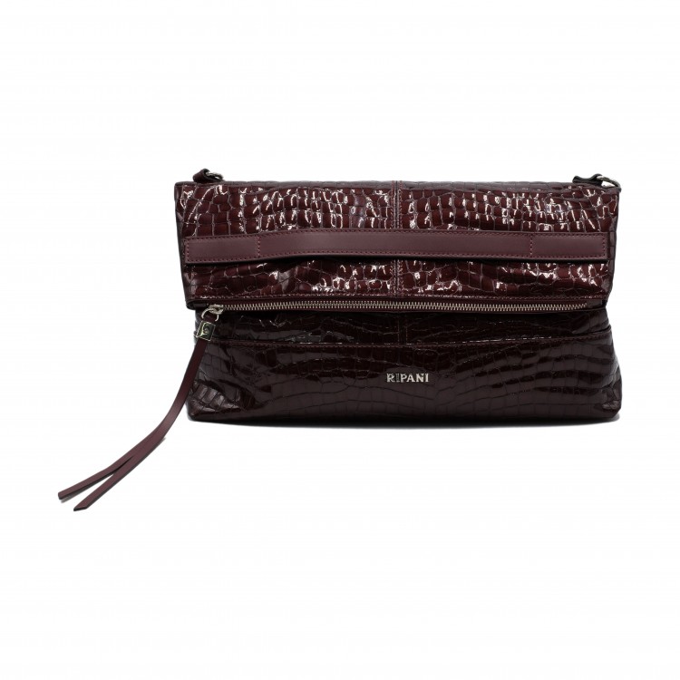 Женская Итальянская лаковая сумка Ripani из натуральной кожи коричневого цвета 