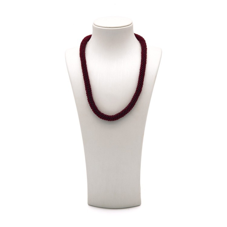 Жіночі намисто зі сталі та бісеру темно-червоного кольору Jablonec