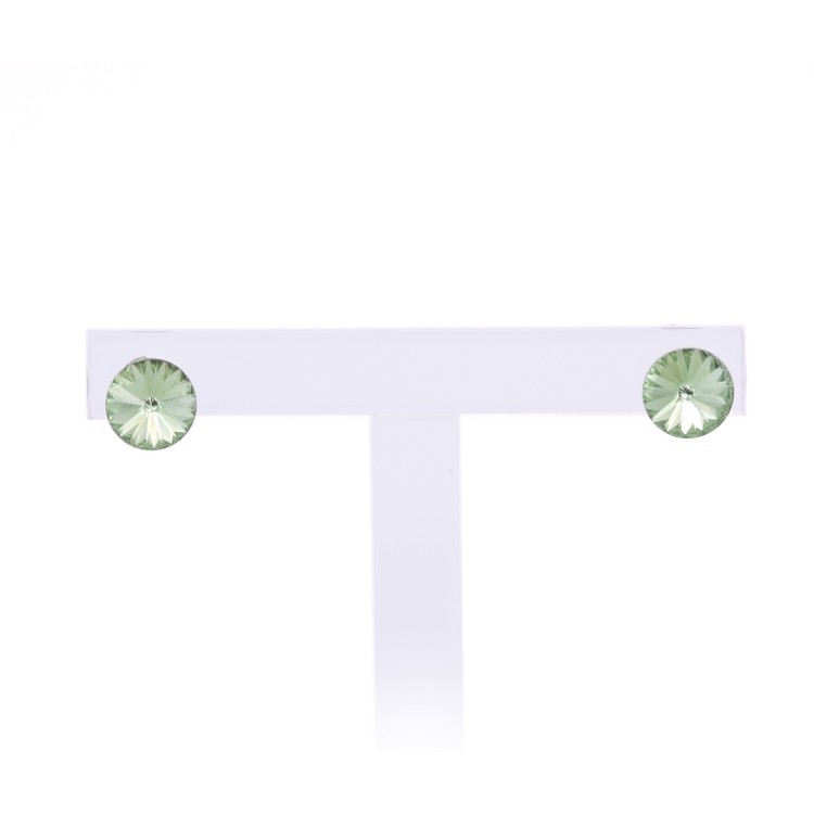 Жіночі сережки-гвоздики із кристалами світло-зеленого кольору Jablonec