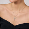Кольє «Хрестик» у білому золоті, з діамантами 147451121