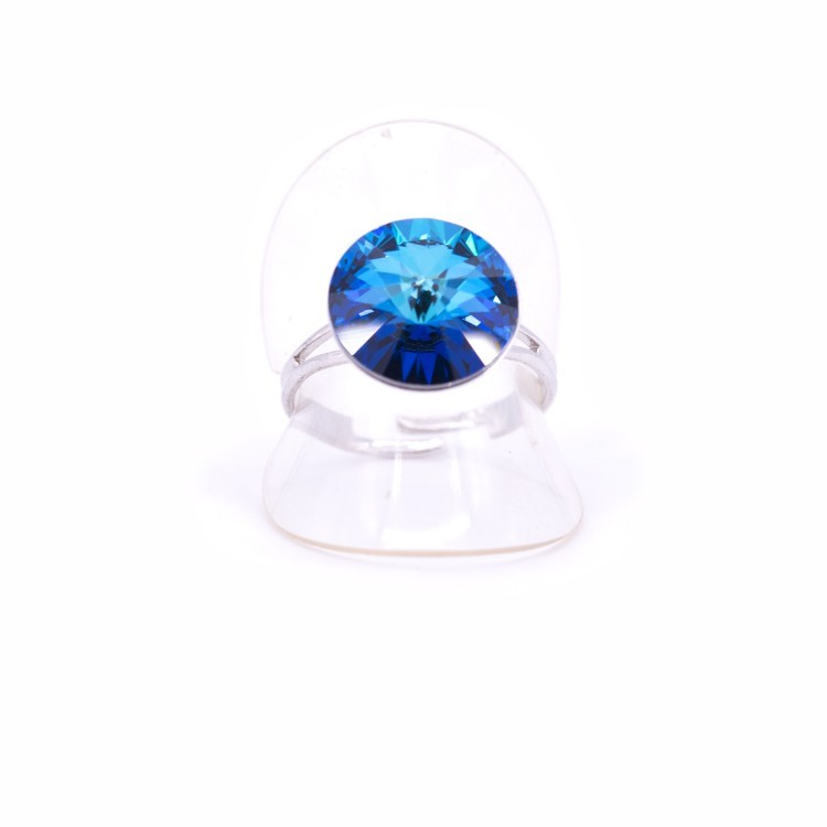 Жіноче кільце із сталі з кристалами синього кольору Jablonec