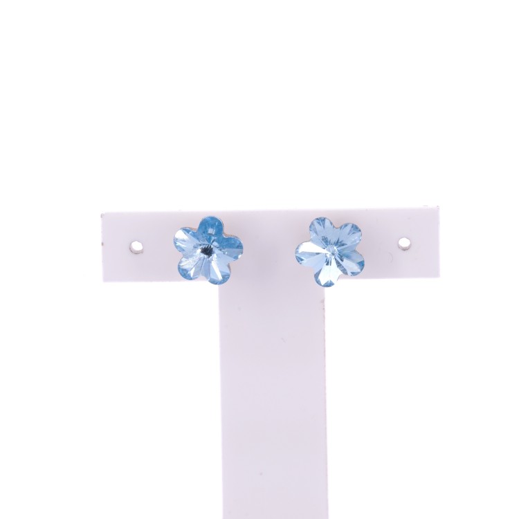 Жіночі сережки-гвоздики у формі квітки із кристалами ніжно-блакитного кольору Jablonec