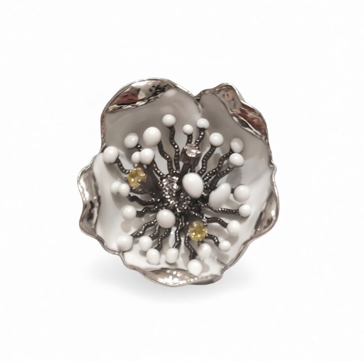 Каблучка White Dreams з емаллю та фіанітами WDHR0022-CZ Каблучка White Dreams з емаллю та фіанітами WDHR0022-CZ