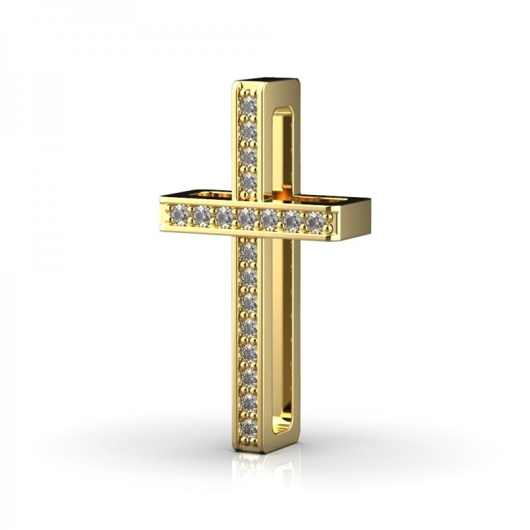 Крестик "Міні" з червоного золота, з діамантами 16552421