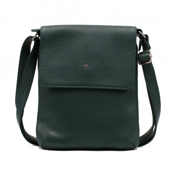 Женская сумка из натуральной гладкой кожи зеленого цвета Tergan