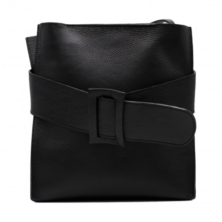 Женская сумка из натуральной кожи с тиснением черного цвета Facebag