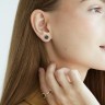 Серьги «Подсолнечник» из желтого золота, с черными бриллиантами 326173122