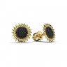 Сережки «Соняшник» з жовтого золота, з чорними діамантами 326173122