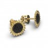 Сережки «Соняшник» з жовтого золота, з чорними діамантами 326173122