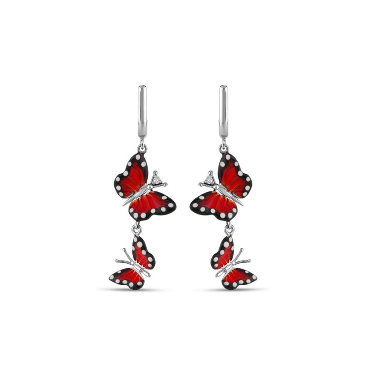 Сережки Monarch Butterfly з емаллю та фіанітами MBHE0021-CZ
