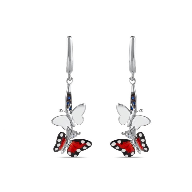 Сережки Monarch Butterfly з емаллю та фіанітами MBHE0008-CZ