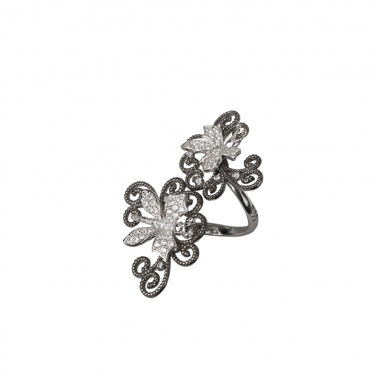 Срібний перстень Misis у вигляді спіралі з метеликами