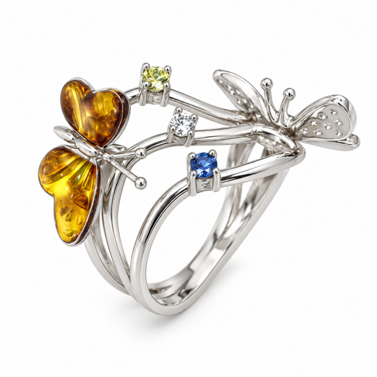 Каблучка Monarch Butterfly з емаллю сапфіром та цитрином MPHR0001-00