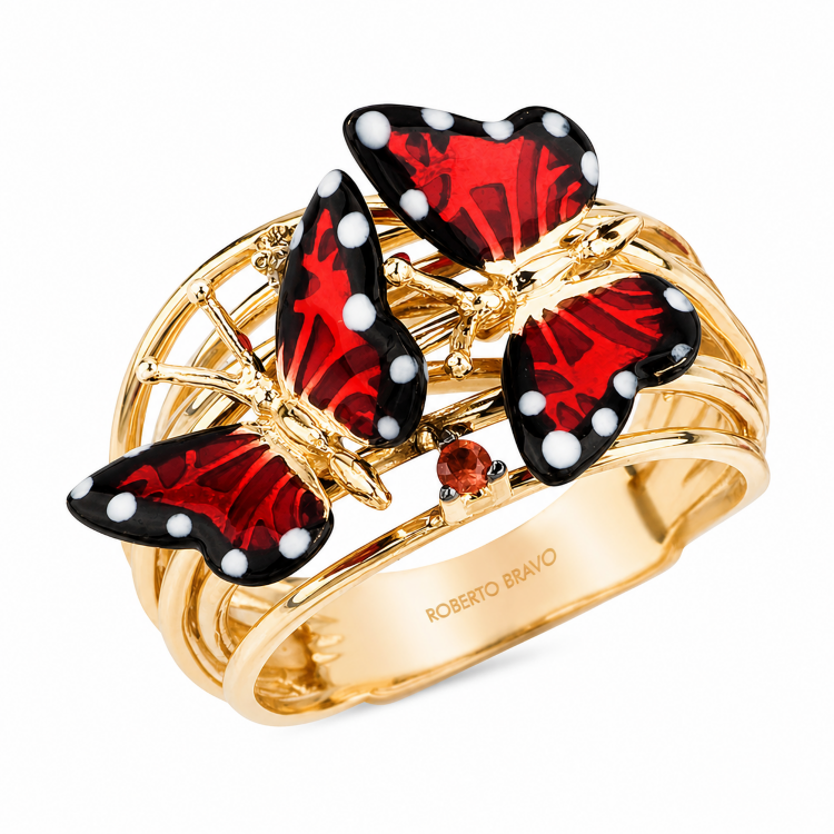 Каблучка Monarch Butterfly з емаллю сапфіром та діамантом MBHR0009-00
