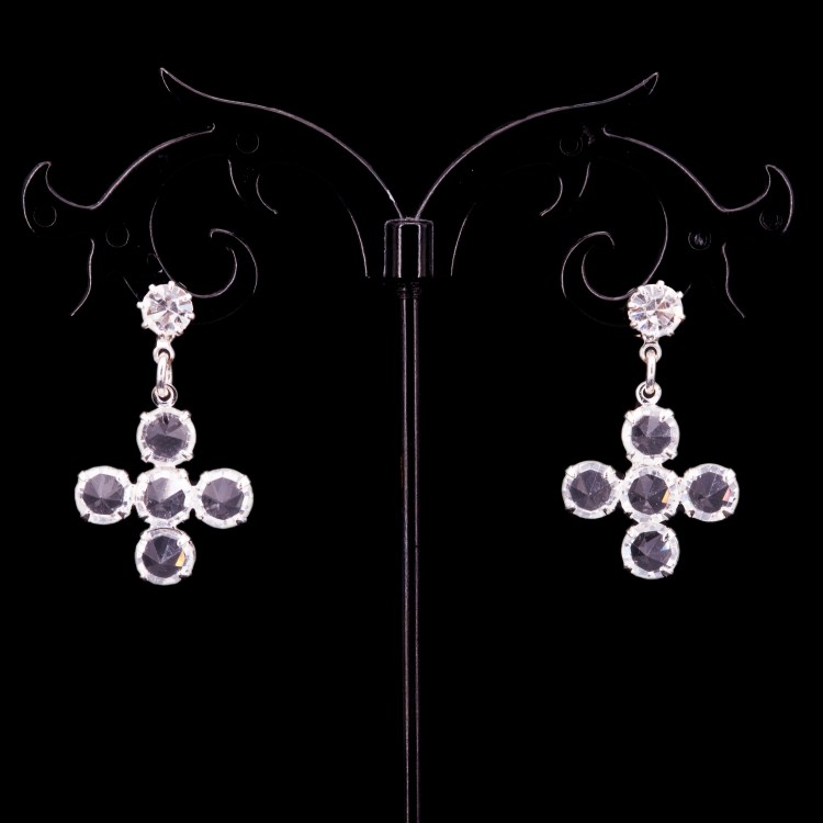 Женские серьги с кристаллами в форме цветка  Jablonec