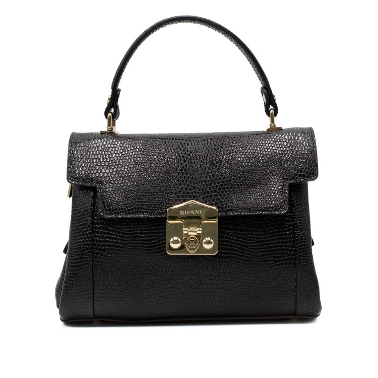 Жіноча Італійська сумка Ripani з тисненням із натуральної шкіри чорного кольору