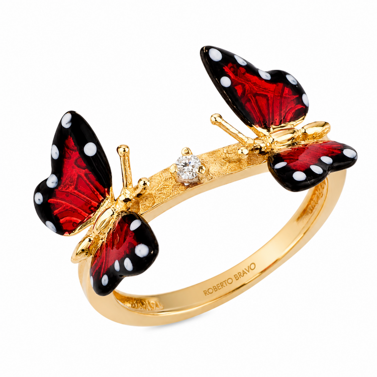 Каблучка Monarch Butterfly з емаллю та діамантом MBHR0011-00