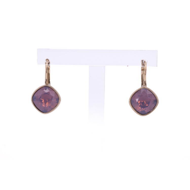 Жіночі сережки овальної форми із кристалами фіолетового кольору Jablonec