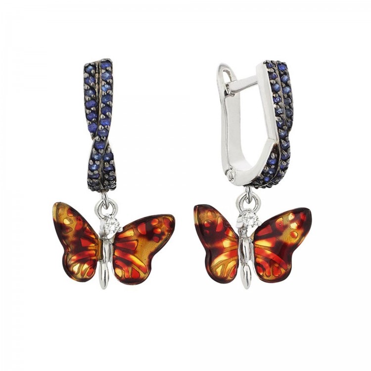 Сережки Roberto Bravo Monarch Butterfly з емаллю та сапфірами