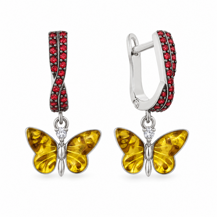 Серьги Roberto Bravo Monarch Butterfly с эмалью и сапфирами