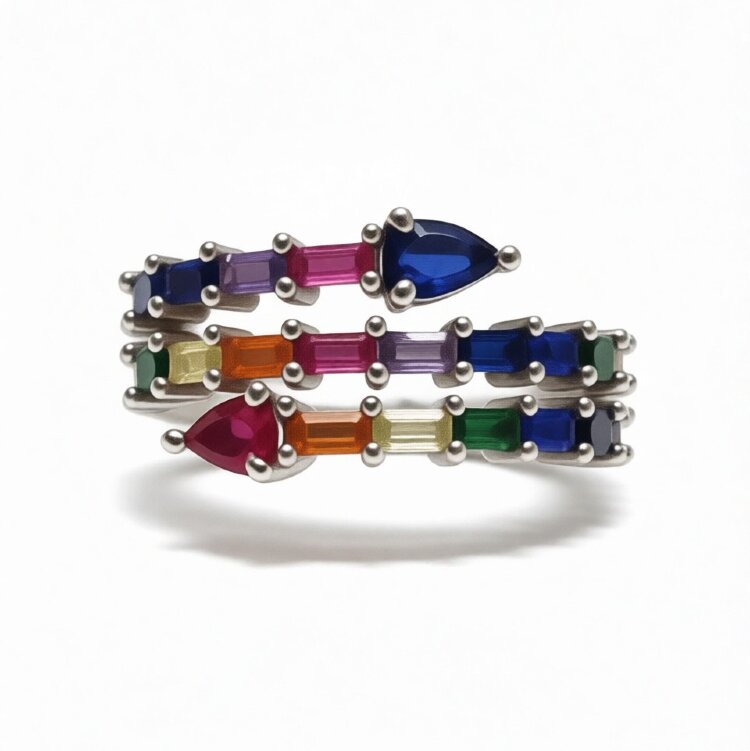 Кольцо Roberto Bravo Rainbow с фианитами