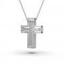 Кольє «Крестик» з білого золота, з діамантами 116001121