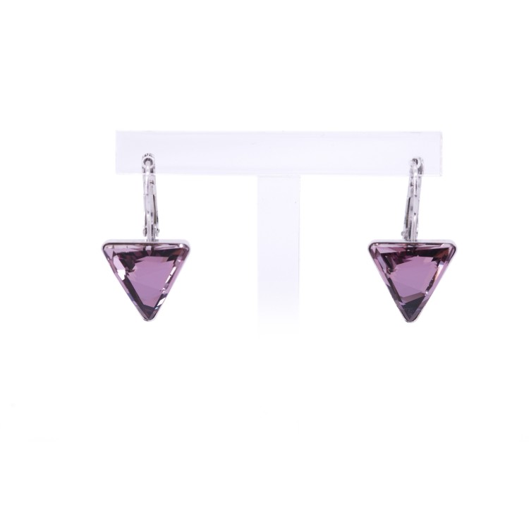 Жіночі сережки у формі трикутника із кристалами фіолетового кольору Jablonec
