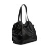 Жіноча лакована сумка з натуральної гладкої шкіри чорного кольору зі зміїним принтом Facebag