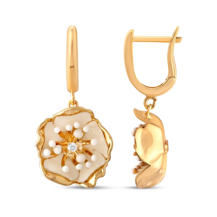 Серьги Roberto Bravo White Dreams с эмалью и бриллиантами