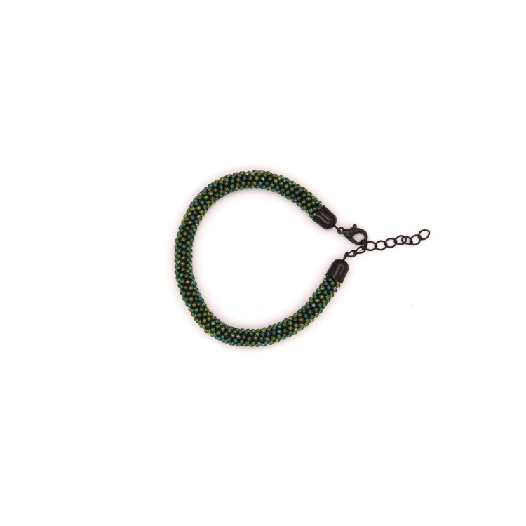 Женский браслет из стали и бисера зеленого цвета Jablonec