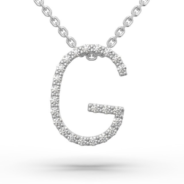 Кольє з літерою G в білому золоті, з діамантами 133751121
