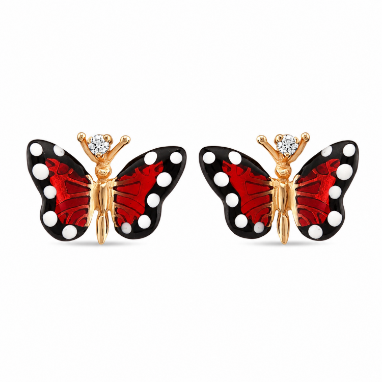 Серьги Roberto Bravo Monarch Butterfly с эмалью и бриллиантами